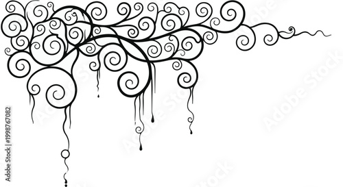 Swirls and decorative flourishes create a vintage border element on a clean white background.