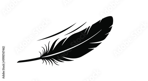 Feather floats gently in the air as a symbol of lightness and natural grace in this simple illustration.