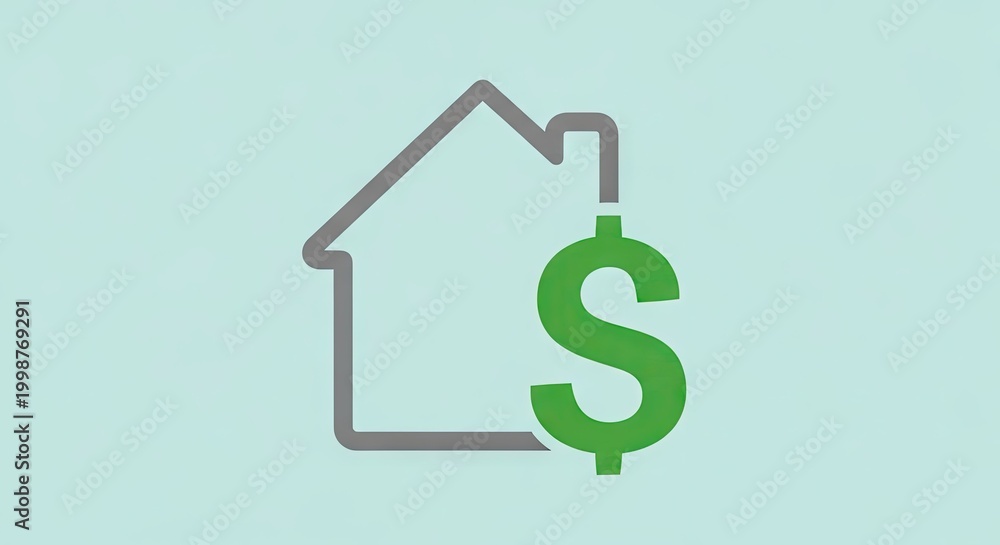 Obraz premium House icon with dollar sign financial concept on simple background