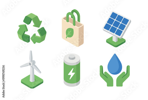 Eco friendly icons for sustainable living.