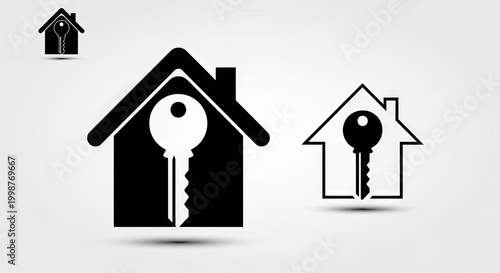 House key symbol real estate concept security home ownership icon