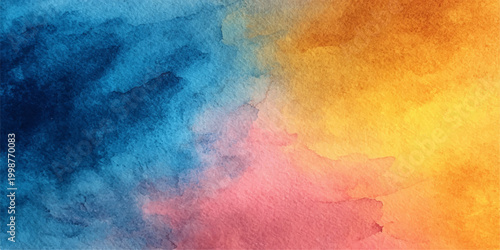 A vivid watercolor abstract in hues of blue, pink, and yellow, the image invites contemplation, representing a dynamic fusion of artistic creativity and natural color palettes.