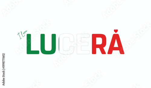 Obraz na plátně I love Lucera, Typographic design of I love Lucera on a white background, Flag t