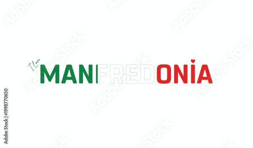 Tableau sur toile I love Manfredonia, Typographic design of I love Manfredonia on a white backgrou