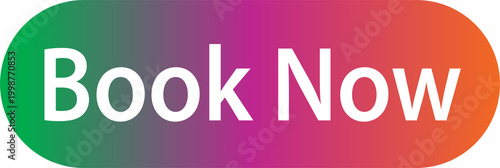 Cuadro en lienzo Book now call to action button with gradient design isolated on transparent back