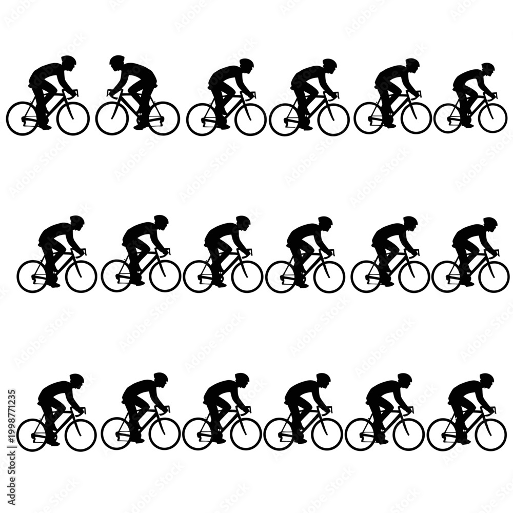 Fototapeta premium Cyclist Silhouette Pattern, Bicycle Race, Sport Activity, Vector Graphic