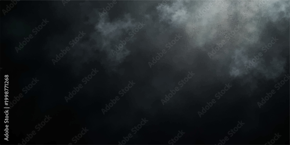 © Alpha Designs - A motion of steam and smoke creates a dark fog texture against a black sky backdrop, resembling a storm cloud explosion in the night space