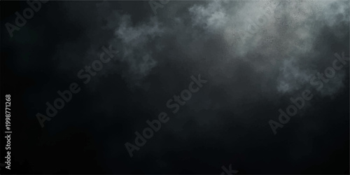 A motion of steam and smoke creates a dark fog texture against a black sky backdrop, resembling a storm cloud explosion in the night space