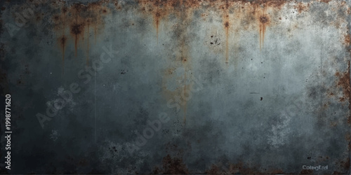 Fotografie Aged vintage texture of a dark grungy metal surface featuring a rough brown rust