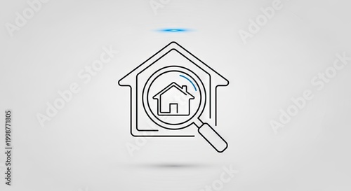 House search concept illustration magnifying glass and home icon isolated