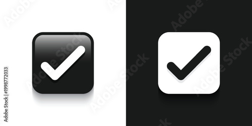 Vector Black And White Check In Square Icons