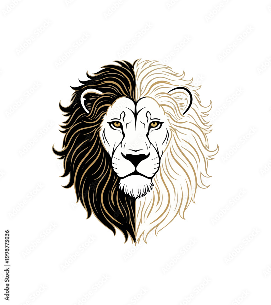 Obraz premium Lion head icon illustration design on black background
