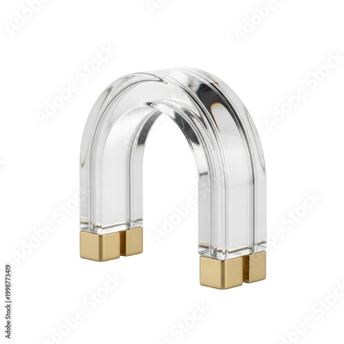 Modern clear acrylic arch with brass base