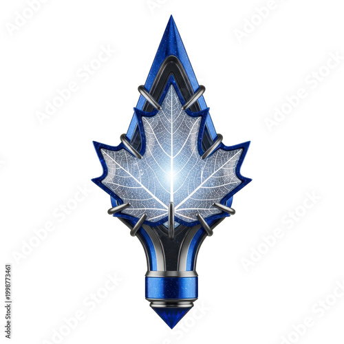 Blue maple leaf spearhead emblem