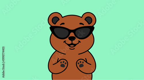 Cartoon bear wearing black sunglasses.