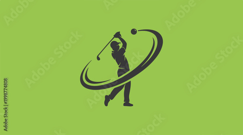 Golfer in Motion Swinging Club.