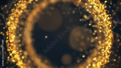 Elegant Golden Particles Swirl Around a Central Void in a Mesmerizing Display