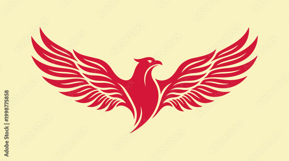Fototapeta premium Red Phoenix Bird Icon Symbol.