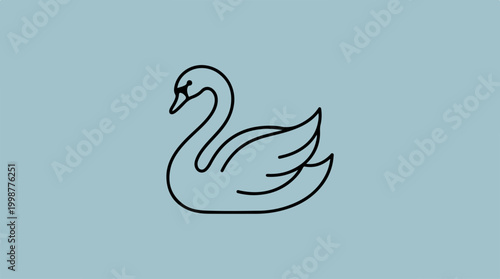 Swan Bird Animal Line Art.