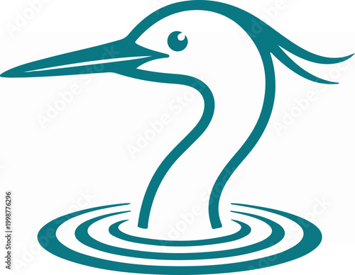 Teal Heron Bird Head Profile Water.