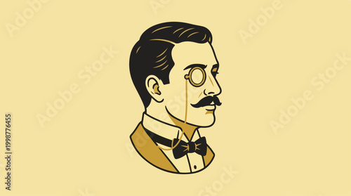Vintage man with glasses and mustache.