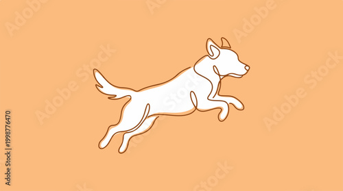 White dog running fast outside.