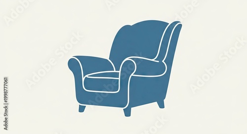 Blue armchair illustration on neutral background perfect for design elements