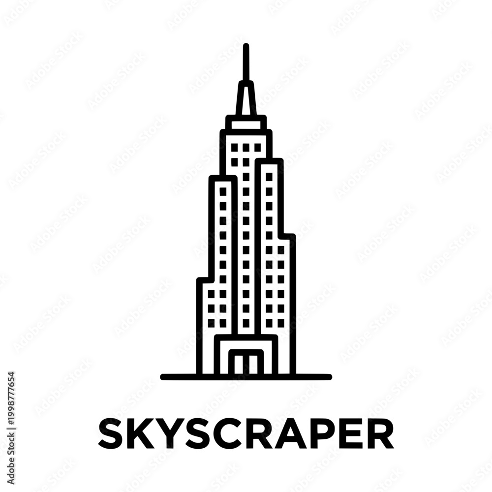 Fototapeta premium Iconic Skyscraper Building Illustration with Tall Structure.