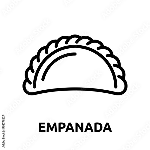Simple Line Drawing of Empanada with Text.