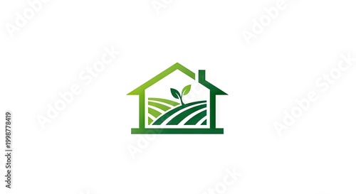 Green farmhouse logo nature and agriculture concept on white background