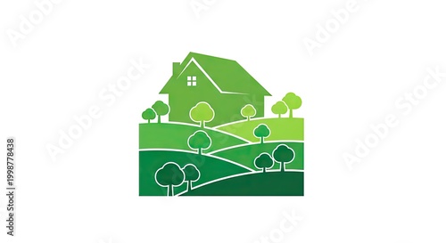 Green house logo illustration environmentally friendly real estate concept