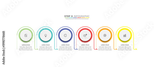 Presentation business abstract background infographic template colorful step 6