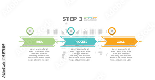 Presentation business abstract background infographic template colorful step 3