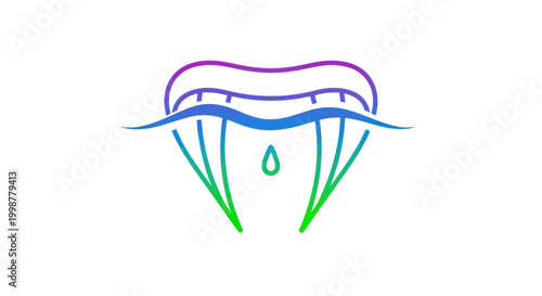 Abstract colorful gradient wave with a drop and fangs
