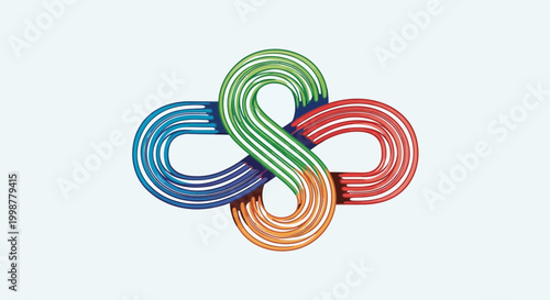 Abstract colorful infinity loop symbol, intertwined loops, representing connection, eternity, and unity