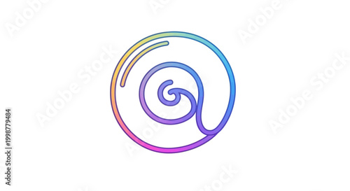 Abstract Colorful Swirl Logo Icon, Spiral Shape with Gradient Colors on White Background