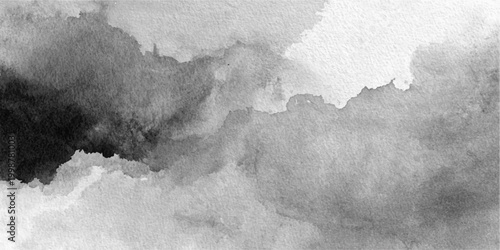 Abstract monochromatic watercolor painting captures the ethereal beauty of a cloudy sky, evoking a sense of tranquility and artistic expression. 