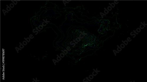 Abstract Vector luminous nebula swirling emerald energy with subtle iridescent textures against stark black.