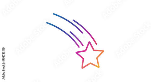 Shooting Star Icon with Rainbow Gradient Trails, Cosmic Event, Astronomy Symbol