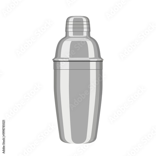 Shiny Silver Cocktail Shaker Isolated on White Background