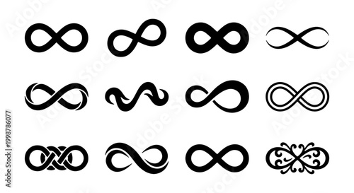 Photos Infinity Symbol Vector Icons Collection, Endless Loop Designs, Eternal Love & Fo