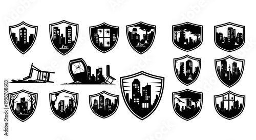 Post Apocalyptic City and Urban Shield Protection Symbols
