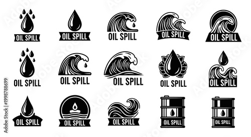 Oil Spill Environmental Disaster Badge Designs