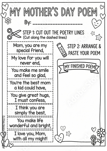 Creative Mother's Day Poem Template for Kids' Art Projects