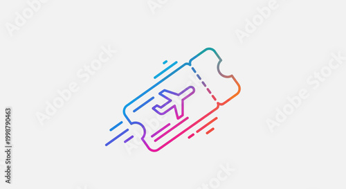 Airplane Ticket Icon with Speed Lines, Travel Concept, Fast Booking, Modern Design