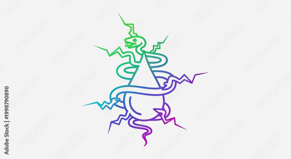 Obraz premium Abstract Serpent and Drop Symbol with Lightning and Gradient Colors