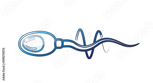 Abstract sperm cell illustration with wavy tail, symbolizing fertility and reproduction