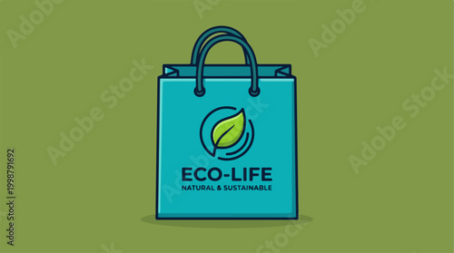 Eco friendly shopping bag with leaf logo design.