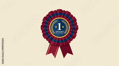 First place winner award ribbon rosette.