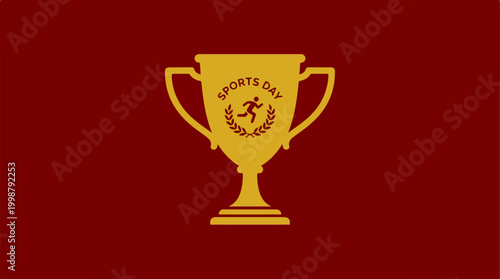 Gold trophy cup icon for sports day event illustration.